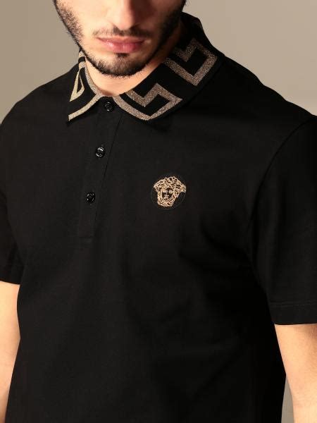 versace replica black men polo shirts 2018|Versace long sleeve shirt.